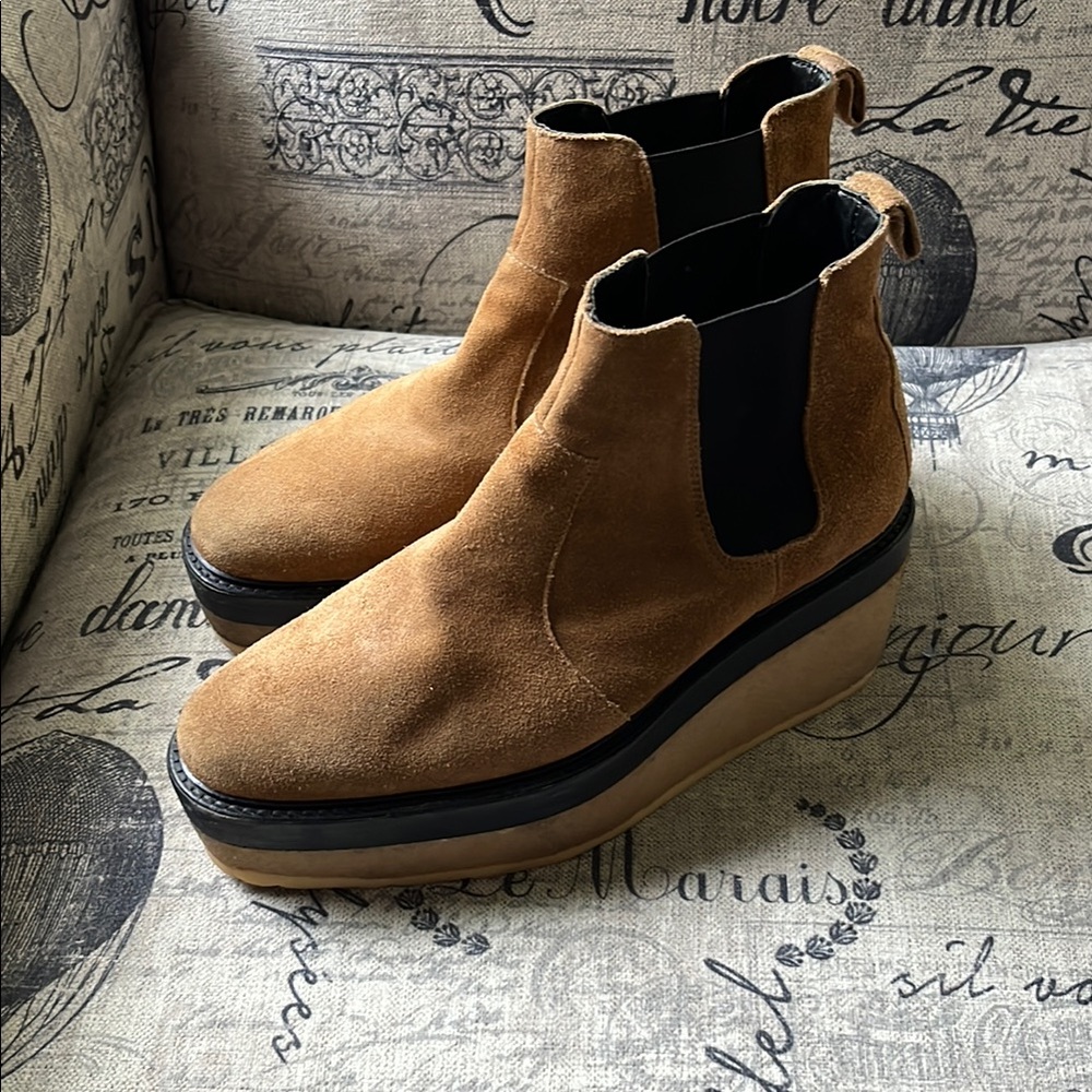 Brown Suede Platform Ankle Boots